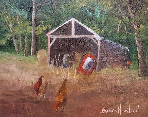 Tractor,Shed, and Chickens