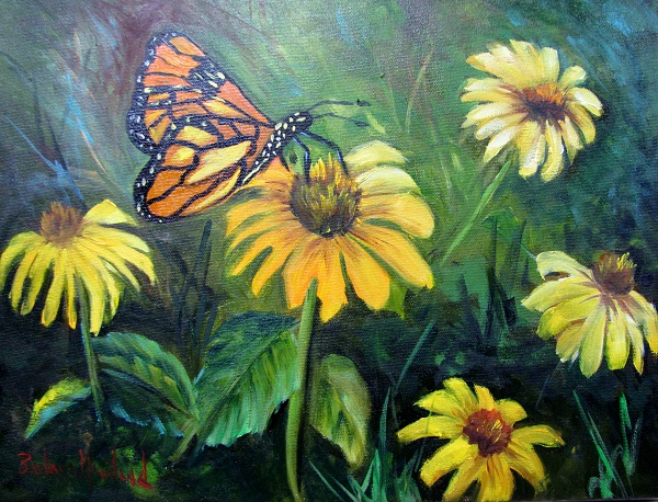 Daisies and Butterfly