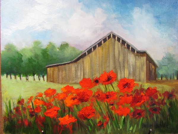 Red Poppies and a Barn in Tennessee
