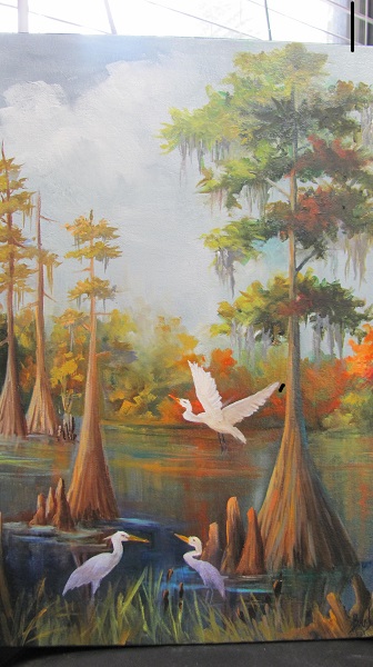 Snowy Egrets and Cypress