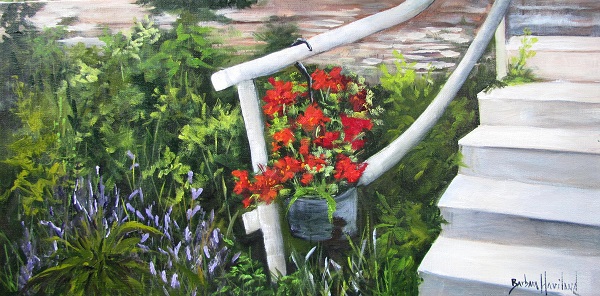 Porch Steps with Flowers