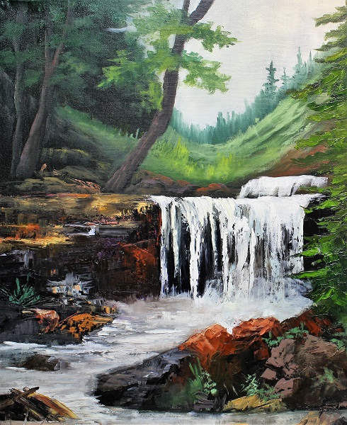 Ouray Falls, Landscape with Waterfall