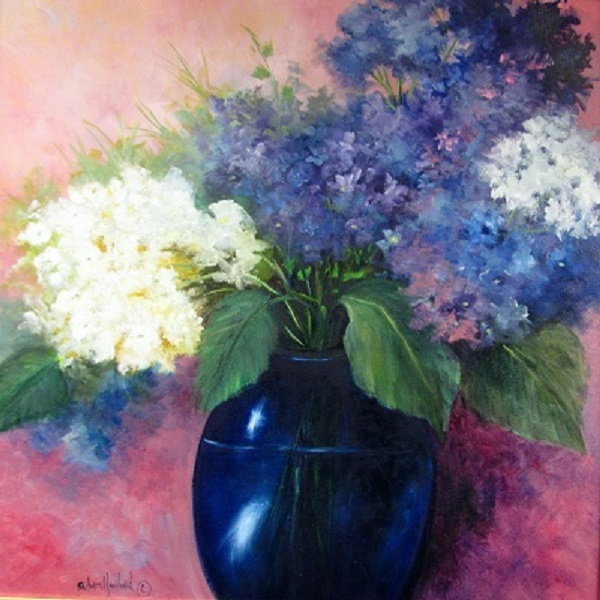 Blue and White Hydrangeas, large oil painting