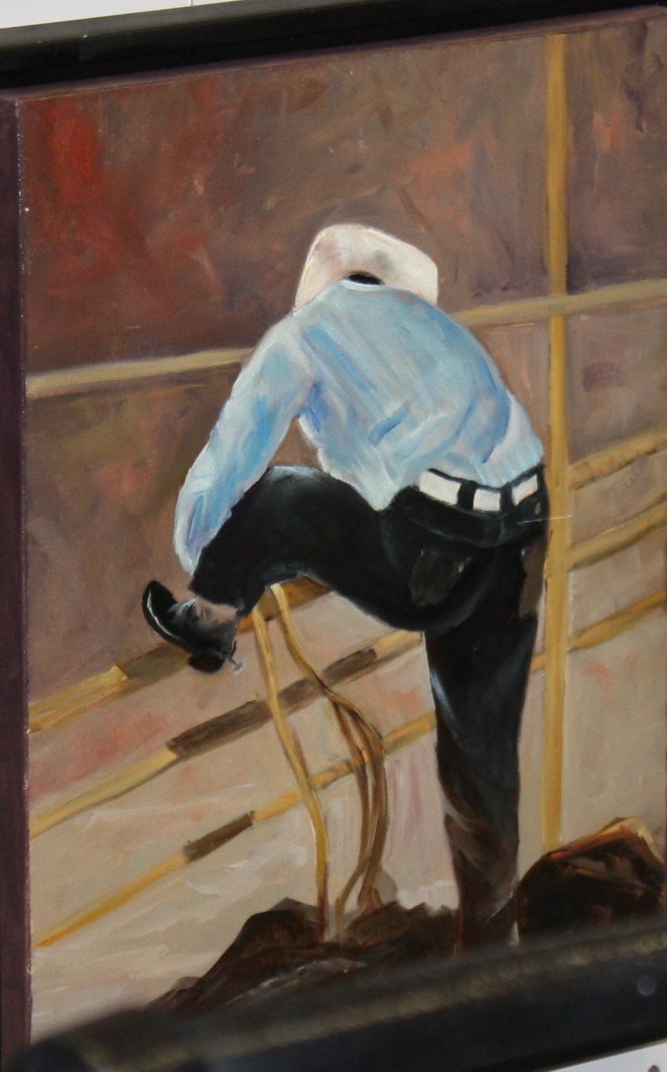 Getting Ready to Ride, oil painting,Rodeo