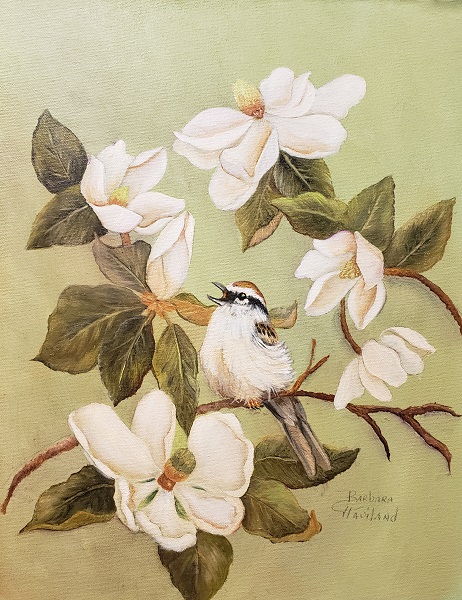 Magnolias and Bird, posies