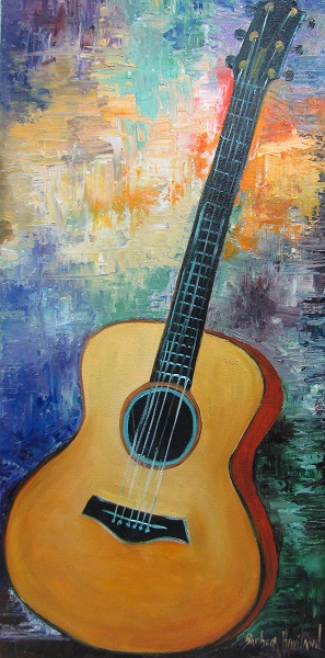 Guitar,musical,oil painting,Barbara Haviland--SOLD