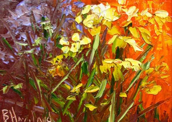 Wildflowers, mini oil painting
