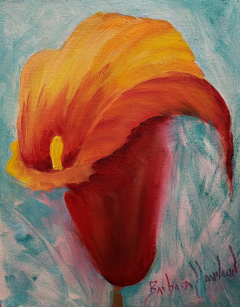 Red and Yellow Calla Lily, flower, oil painting