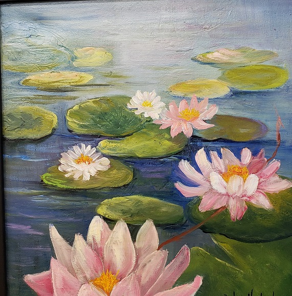 Pink Water Lilies II, oil painting