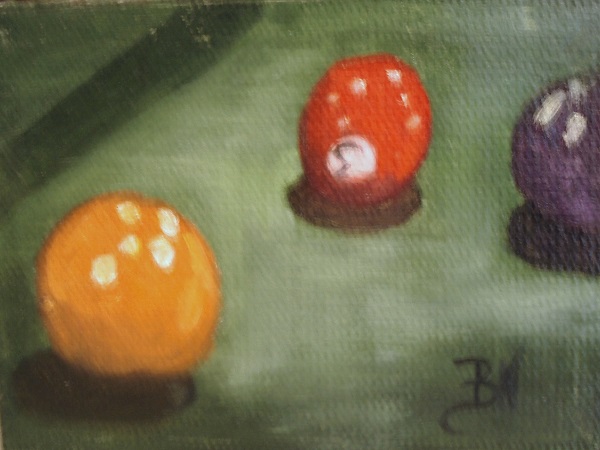 Billiard Balls, tiny daily painting