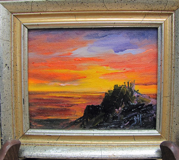 Miniature Sunset Framed, oil painting