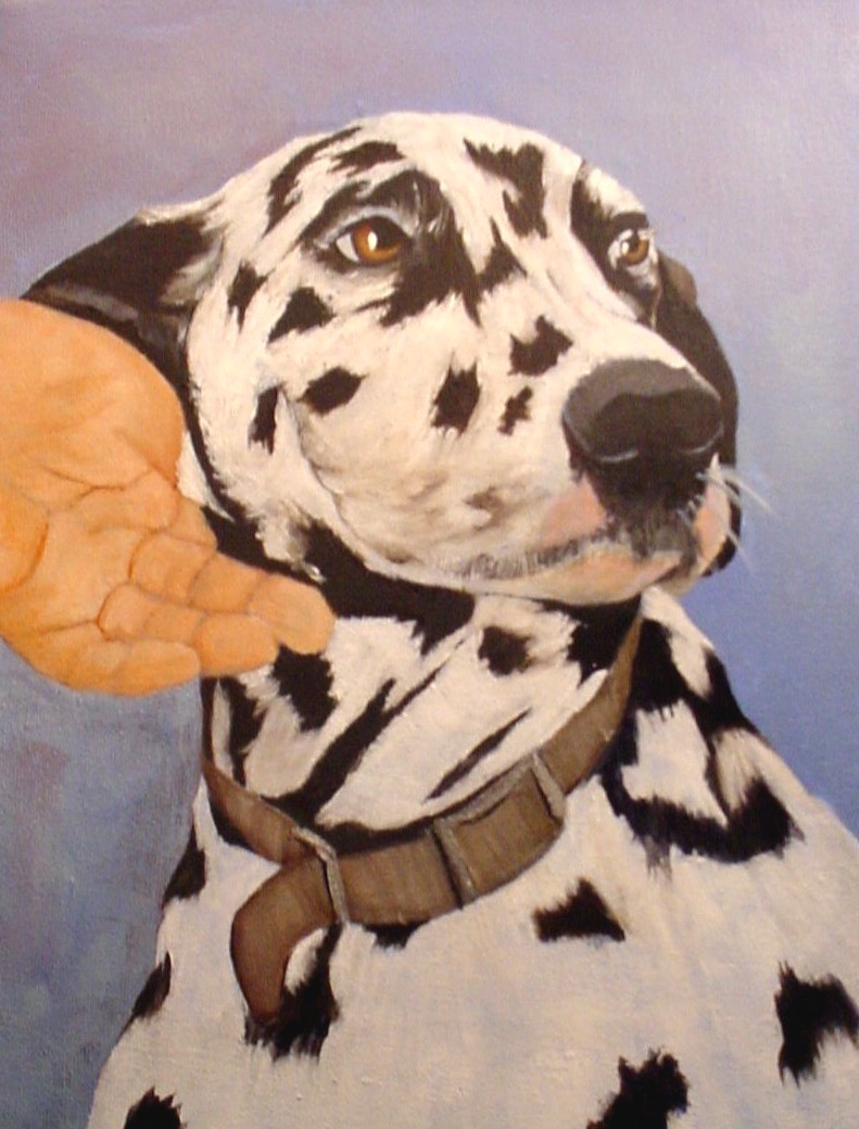 Spot, canine, oil painting