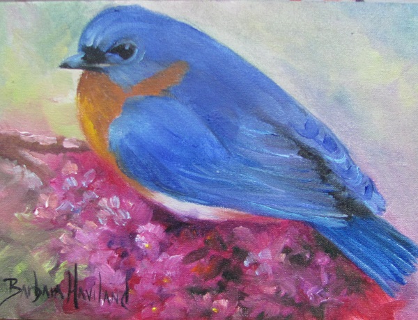 Blue Bird, miniature daily painting