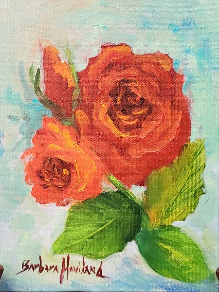 Roses Red, miniature oil painting