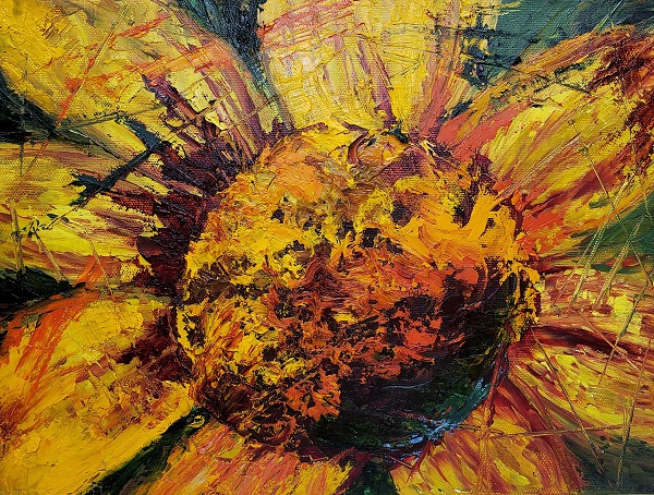 Textured Sunflowers,oil painting
