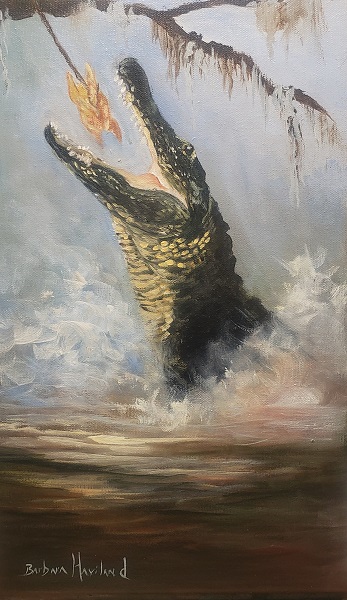 Gator Catch, alligator,oil painting