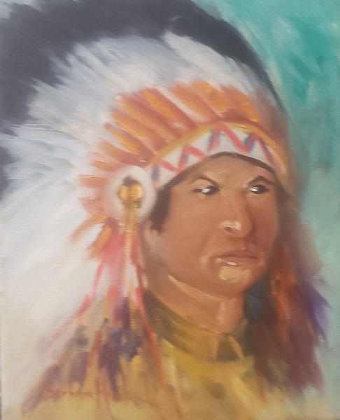 Indian Chief, study in oils
