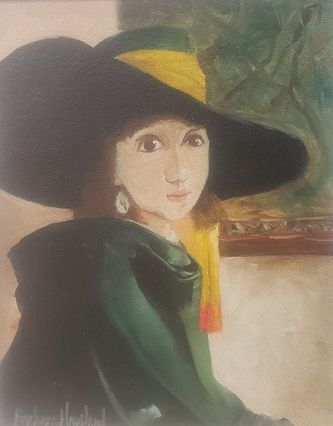 Vermeer Green Hat Lady Study in oils