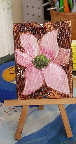 Pink Flower, oil painting, 2x3
