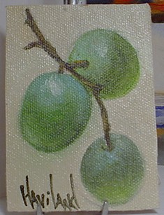 Grapes, ACEO, oil painting