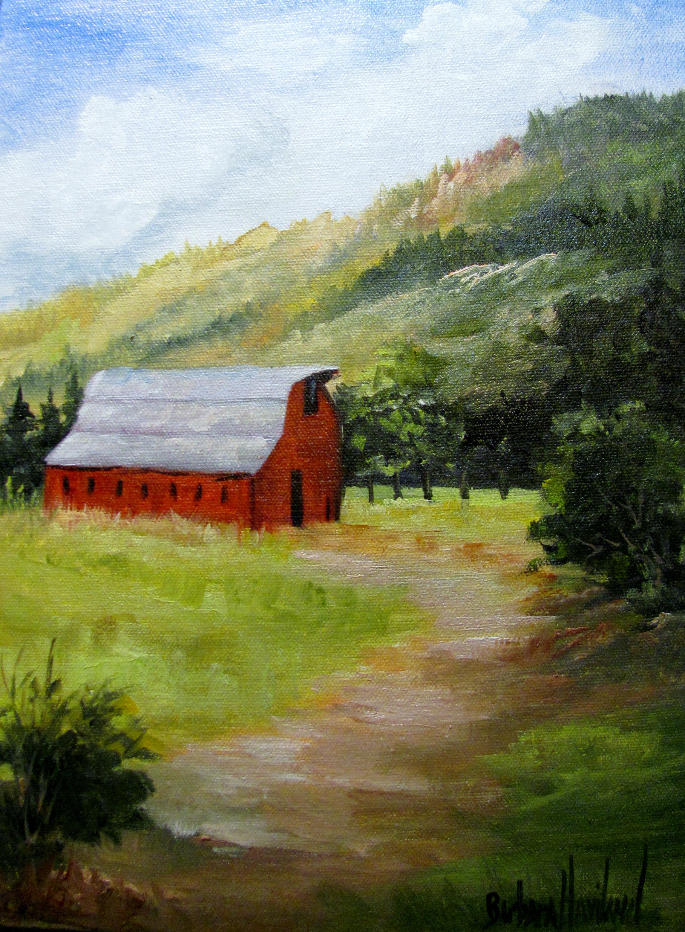 Red Barn and Mountains SALE