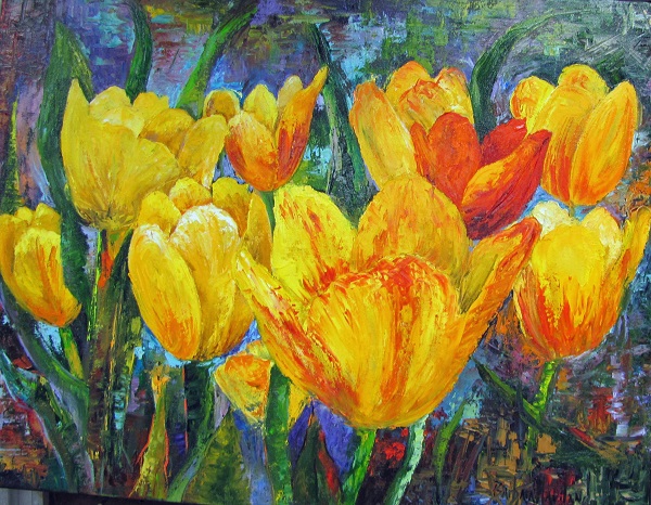 Textured Tulips in Yellows