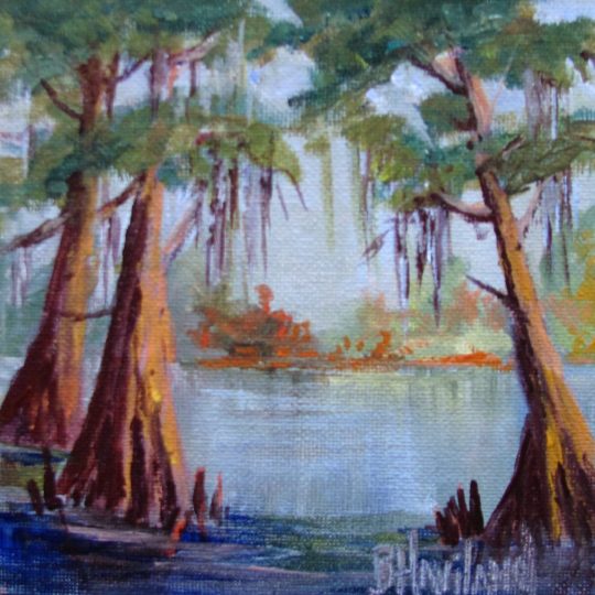 A Bayou,  minature oil painting