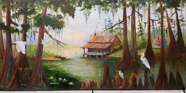 Bayou Cabins Large oil painting