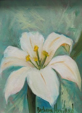 White Lily, miniature oil
