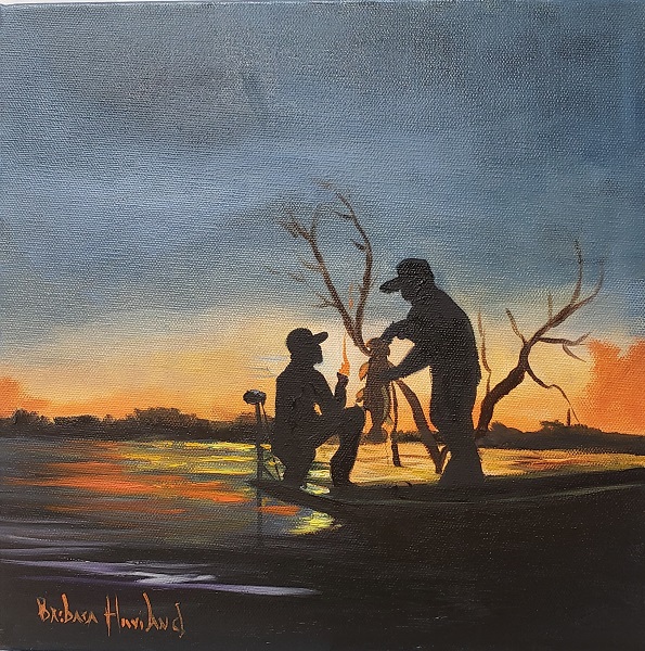 Two Friends Fishing  SOLD